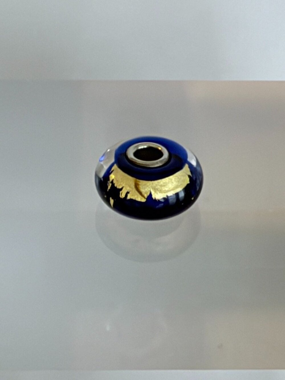 Trollbeads Blue Glass Bead with Gold Foil Detail